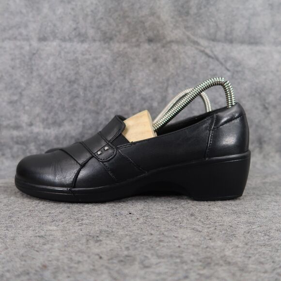 Clarks Shoes Womens 7 Clog Slip On Fashion Comfort Leather Career Walking Black - Picture 4 of 14